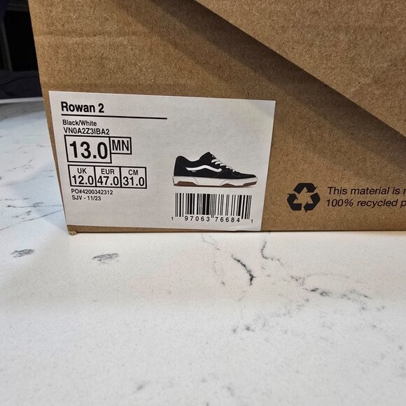 Vans x Rowan Zorilla Rowan 2 Black White Mens 13 SkateBoarding Shoe VN0A2Z3IBA2 - Picture 9 of 16